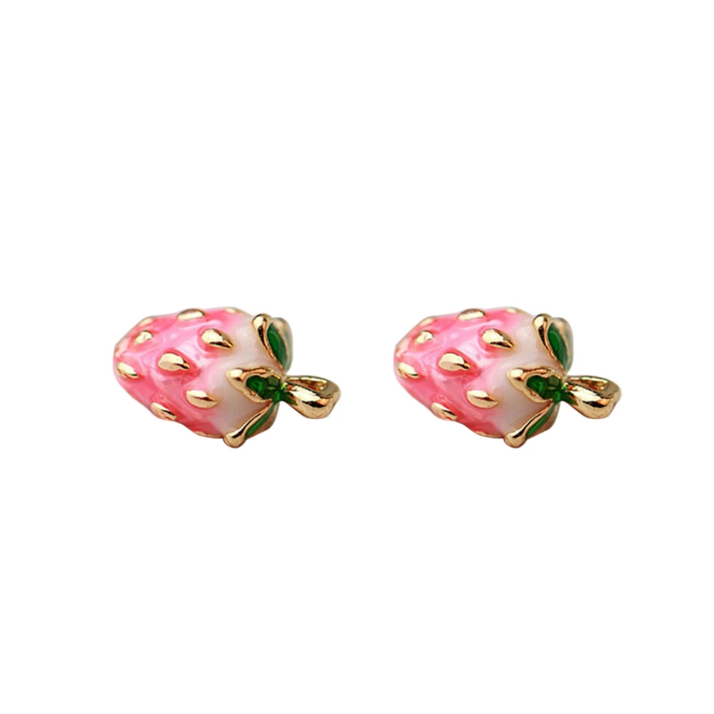 pink Женские эмалированные милые Клубничные серьги-гвоздики для женщин и девочек, мини-серьги-гвоздики в Корейском стиле, розовые, красные, Клубничные серьги-гвоздики - Окраска металла: pink