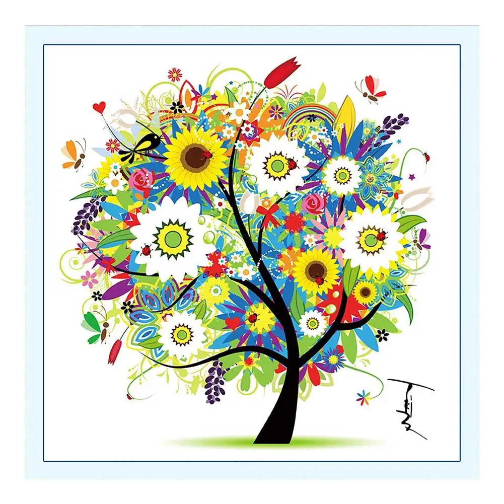 

45CM DIY Cross Stitch Kit Decoration Picture Embroidery Kits Home Wall Decor Colorful Tree Art Pictures