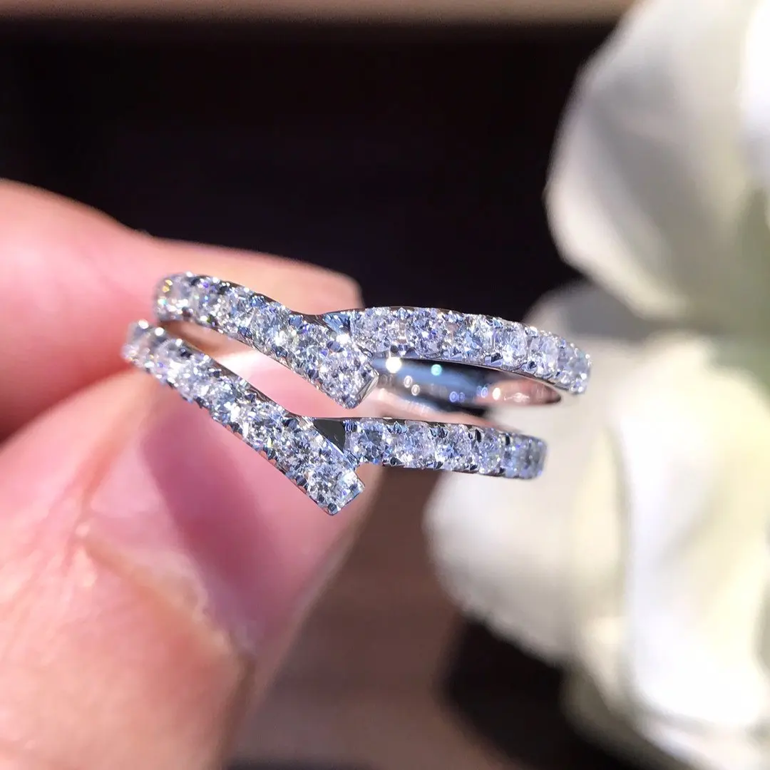 Кольцо с натуральным бриллиантом 18K золото чистое красивое кольцо драгоценными