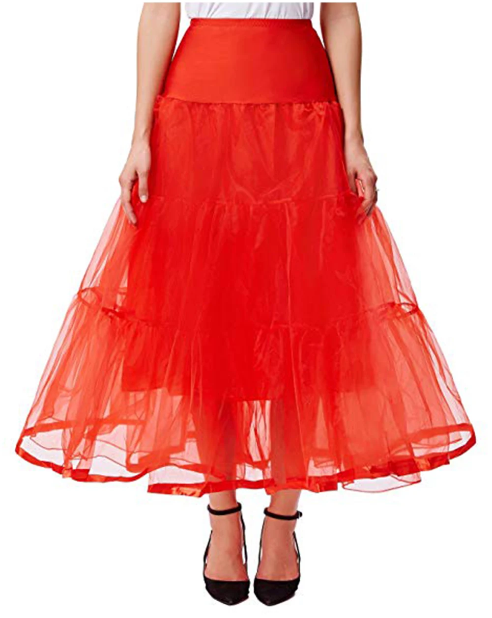 Длинная юбка из органзы на Хеллоуин, кринолин, винтажная Свадебная юбка для невесты, юбка-пачка в стиле рокабилли