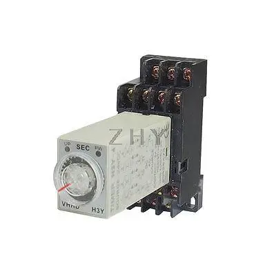 

DC 24V H3Y-4 0-6S 4PDT 14 Pins Power on Time Delay Relay w Socket