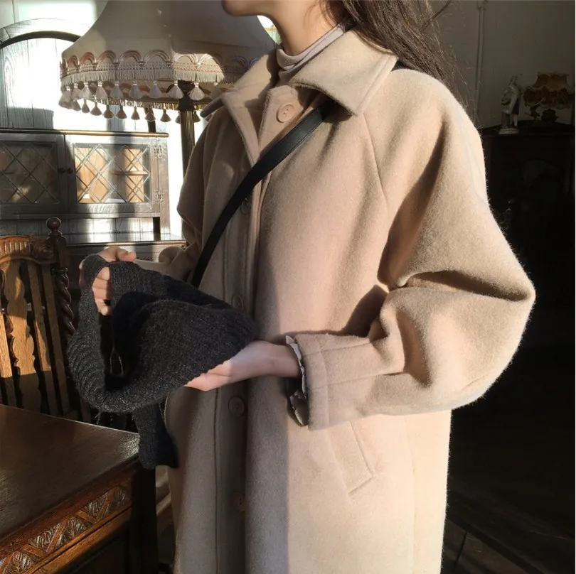 Весеннее популярное шерстяное пальто, длинное кашемировое пальто, женское модное пальто из смешанной шерсти, Женское пальто MK148