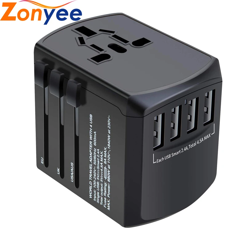 

Universal Plug Adapter for Worldwide Travel All in One Wall Charger AC Socket for European UK AUS International Power Adapter
