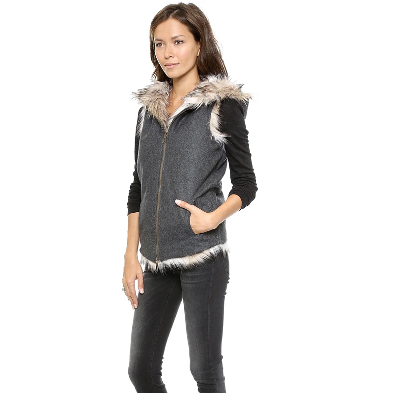 HDY Haoduoyi New Fashion Autumn Ladies Casual Wear On Both Sides Fur Tops Winter Warm to Wear Sleeveless Comfy Soft Fur Vest