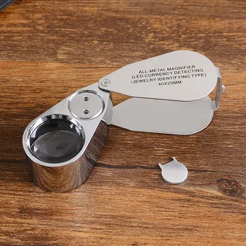 

40x25mm Mini Retractable Magnifying Illuminated LED Light Jeweler Loupe Hot
