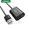 UGREEN-tarjeta de sonido USB, interfaz de Audio para auriculares, adaptador de Audio para micrófono, tarjeta de sonido USB para ordenador, PS4 5, tarjeta de sonido externo ► Foto 1/6