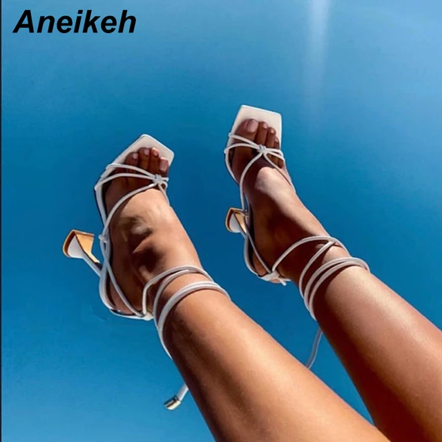 Summer Sandals Fashion Ankle Strap Ladies Shoes Sexy High Heels Strappy  Sandals Square Head Spike Heel Pump Dress Party Shoes - Women's Sandals -  AliExpress