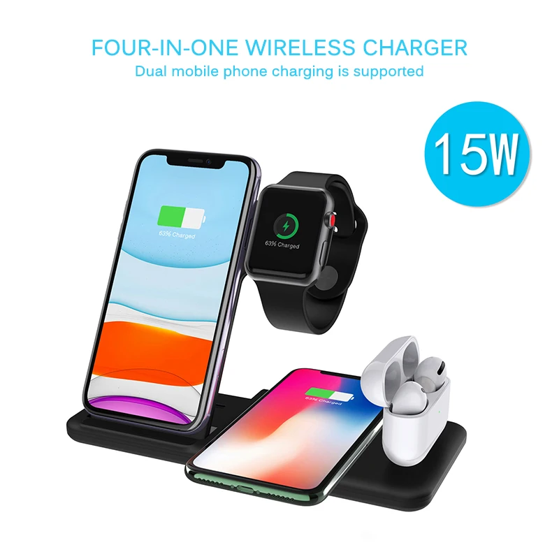

3 In 1 Wireless Charging Dock Holder Station With Rotary wireless charger Pad Base for Smartphone for type-c android for watch