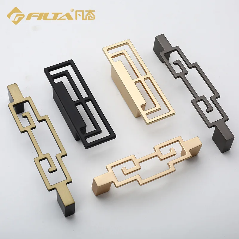 

Manufacturers Direct Selling Classical New Chinese Style Gold-Tone Diplopore Handle Gold Retro Style TV Cabinet Drawer Handle