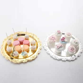 

2pcs High-grade silver-plated home decor ornaments fruit plate afternoon tea snack plate cake tray party supplies 3042