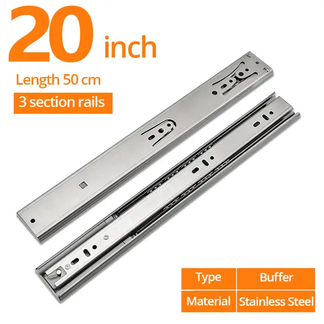 Naierdi 10 22 Stainless Steel Cabinet Slides Soft Close Three