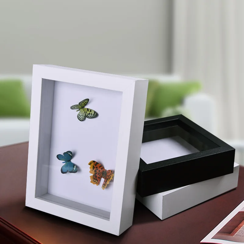 

Square Display Shadow Box DIY Photo Frame Solid Wood for Wall Hanging Picture Frame - Baby and Sports Memorabilia, Wedding