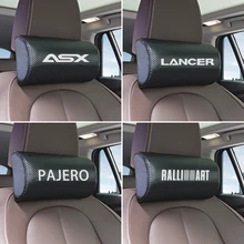 Автомобильные подушки для шеи с обеих сторон, полиуретановая кожа, один подголовник, чехол для Mitsubishi ASX Lancer Outlander RVR Pajero, спортивные автомобильные аксессуары