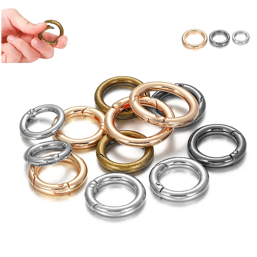 

5Pcs Zinc Alloy Spring Ring Round Clasps Open Ring Spring Lock for Jewelry Connectors DIY Bag Clasp Key-chain Camping Buckle