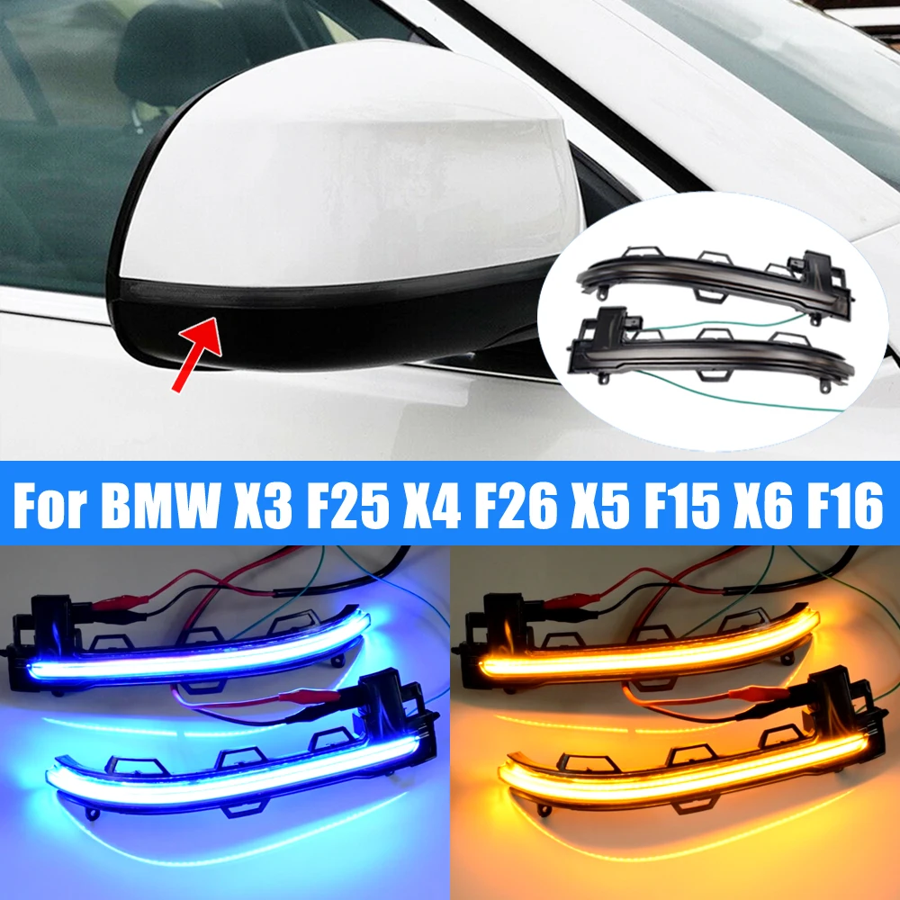 

Flowing Water Blinker Side Mirror Indicator For BMW X3 X4 X5 X6 F25 LCI F26 F15 F16 2014 - 2018 LED Dynamic Turn Signal Light