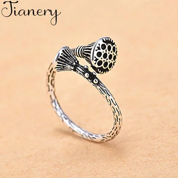 

JIANERY Wholesale Real 925 Sterling Silver Lotus Rings For Women Statement Jewelry Finger Ring anillos mujer bijoux