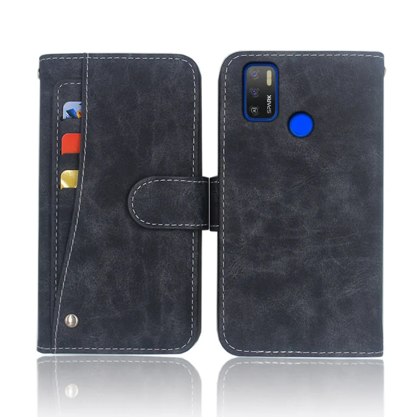 Хит! Роскошный чехол-бумажник Tecno Spark 5 Air кожаный чехол-книжка для телефона чехол с