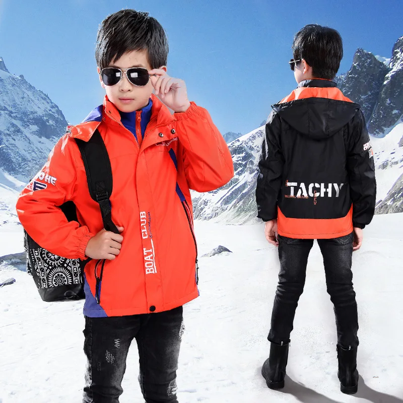 Плащ-дождевик для мальчиков «Три в одном»; сезон весна-осень; детская непродуваемая одежда; бархатная детская одежда