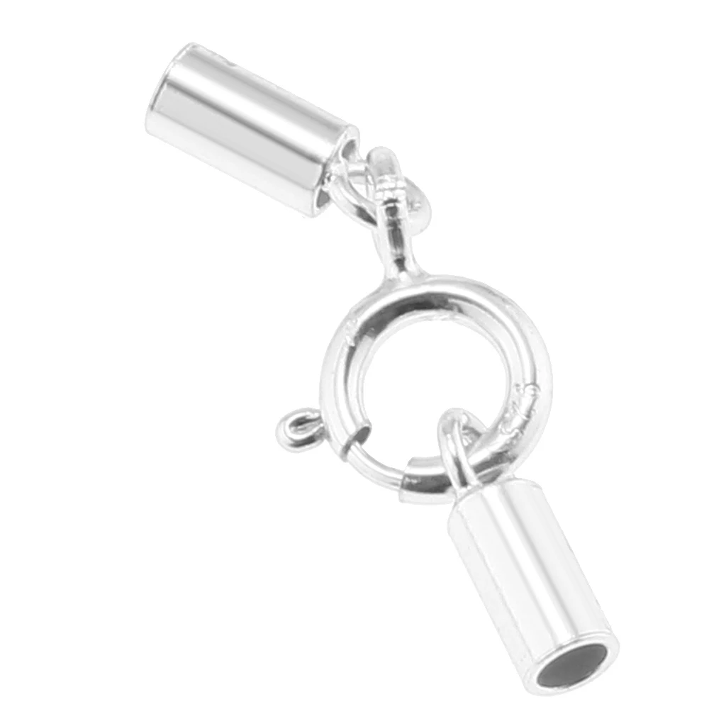 925 Sterling Silver Spring Ring Clasps Round Closure Kumihimo End Clasps DIY