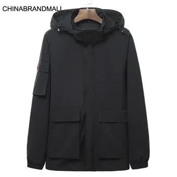 

Autumn Male Plus Fat Plus Size Leisure With Cap Windbreaker Young Men More Fashionable And Fat Pocket Tooling Jacket
