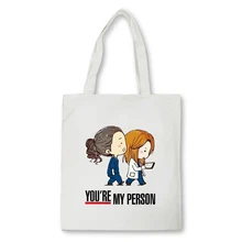 

Greys Anatomy You're My Person Cartoon Print Shopping Bags Girls Fashion Casual Pacakge Hand Bag Ullzang Hip Hop canvas bag