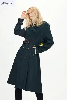 

2020 Autumn/Winter New Products Plus Long WindbreakerFor Women Show Slimmer British Over-The-Knee Windbre Coat