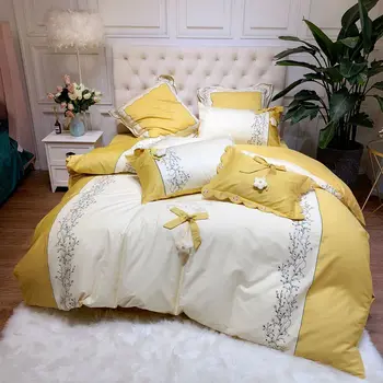 

New High-End Egyptian cotton 4-Piece Set Hipster Embroidery Stitching Craft Bedding Wholesale bed sets