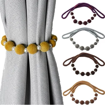 

1PC Pompom Rope Clips Curtain Tieback Buckle Strap Window Drape Holdbacks Home Decorative Elegant Living Room Accessories