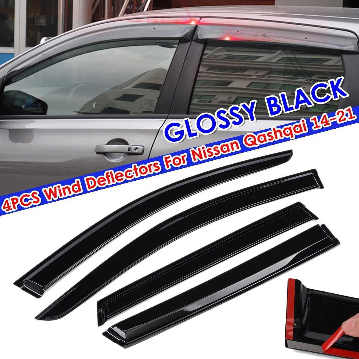 4PCS Front Car Window Wind Sun Rain Visor Deflectors Tinted Windows