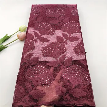 

African Lace Fabric Embroidery 2019 Nigerian Wedding French Guipure Lace Fabric High-quality Stones French Tulle Net Lace Fabric