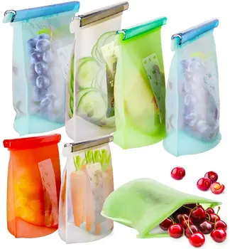 

1000ml Food Storage Bag Reusable Silicone Food Bag Leakproof Fresh Keeping Freezing Food Sealed Bags Kitchen Food Container