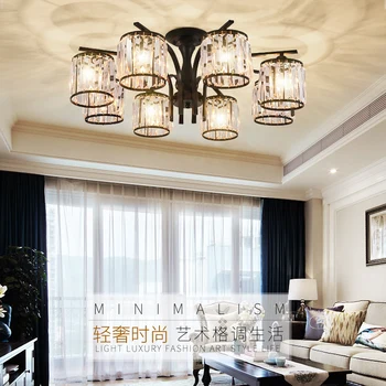 

3/6/8 Heads Crystal LED Chandeliers Lighting Modern Wrought Iron Lustre Ceiling Chandeliers for Living Room Kitchen