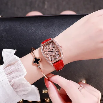 

Ms. DZG watches square diamond rose gold case Korean version of large digital dial face douyin with a trend of women's watch