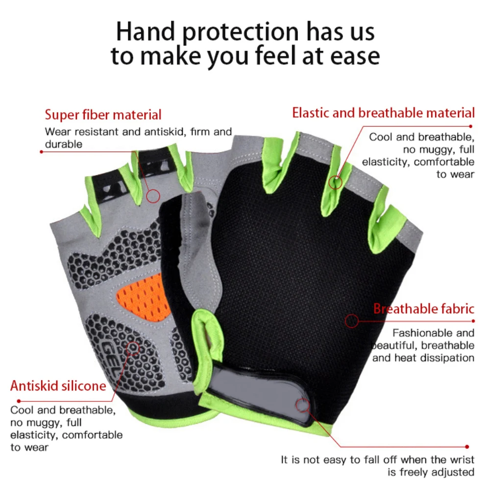 Cycling Gloves Anti-slip Anti-sweat Guante Ciclismo Men Women Half Finger Gloves Breathable Anti-shock Bike Sports Gloves