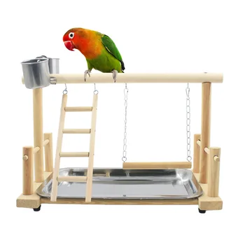 

Portable Parrot Playstand Wooden Perch Pet Supplies Cage Funny Balance Exercise With Food Tray Household Standing Training Frame