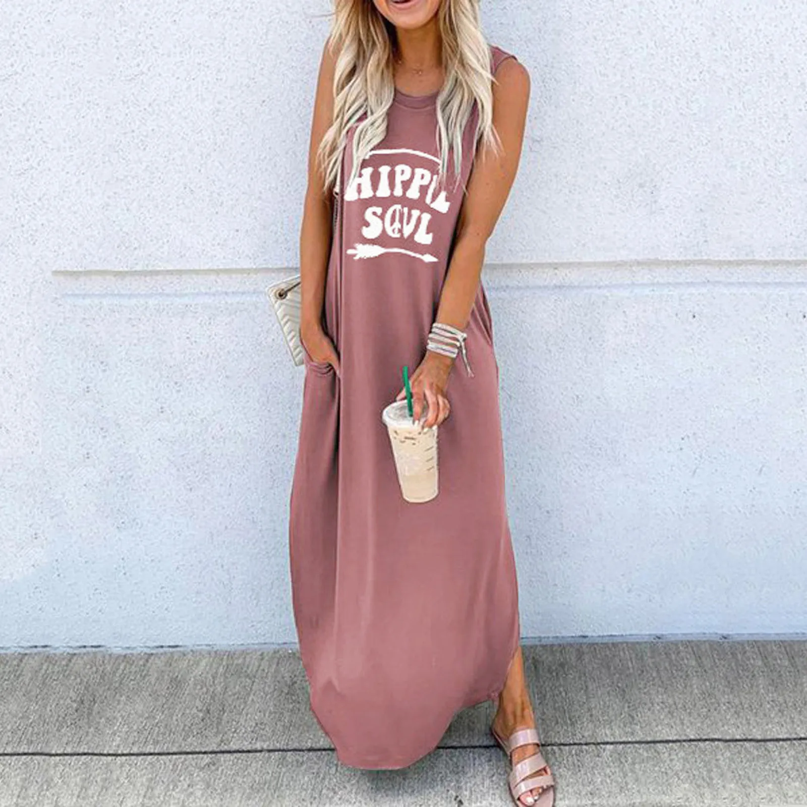Summer Women O-neck Long Dress Sleeveless Letter Printed Dress Streetwear For Ladies Dress Irregular Boho Casual Vestido Женский 1