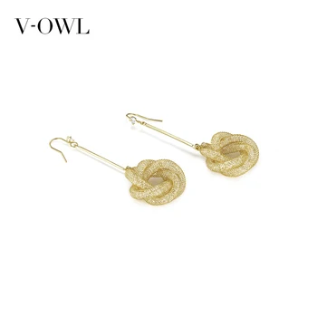 

V-Owl Mesh Cutout Tassled French Stainless Earrings Long Style for Women Elegant Ear Pendant Earings Fashion Jewelry