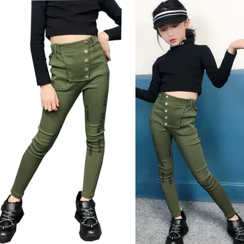 

Spring Autumn girls jeans girls pants kids baby bottoms casual high waist elasticity pencil pants 5T to 14T yrs