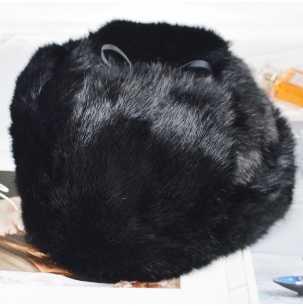 Мужская Новая русская зимняя шапка-бомбер с натуральным кроличьим мехом, супер теплая шапка из натурального кроличьего меха, мужская шапка с натуральным кроличьим мехом