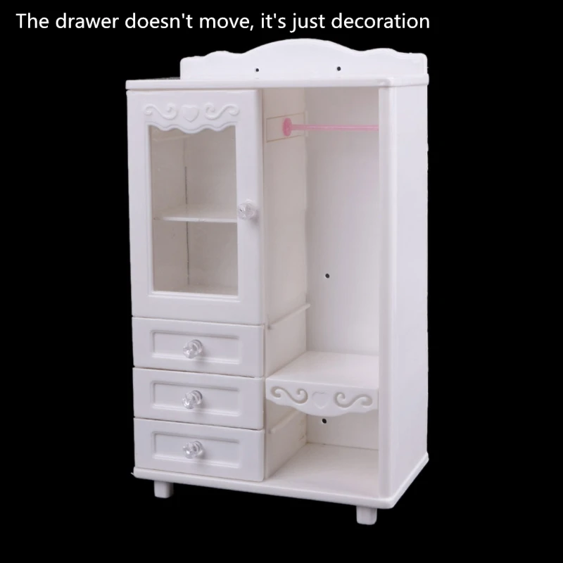 

New Luxury White Wardrobe Closet Accessories Furniture Girls Gift For Babie Doll L4MC