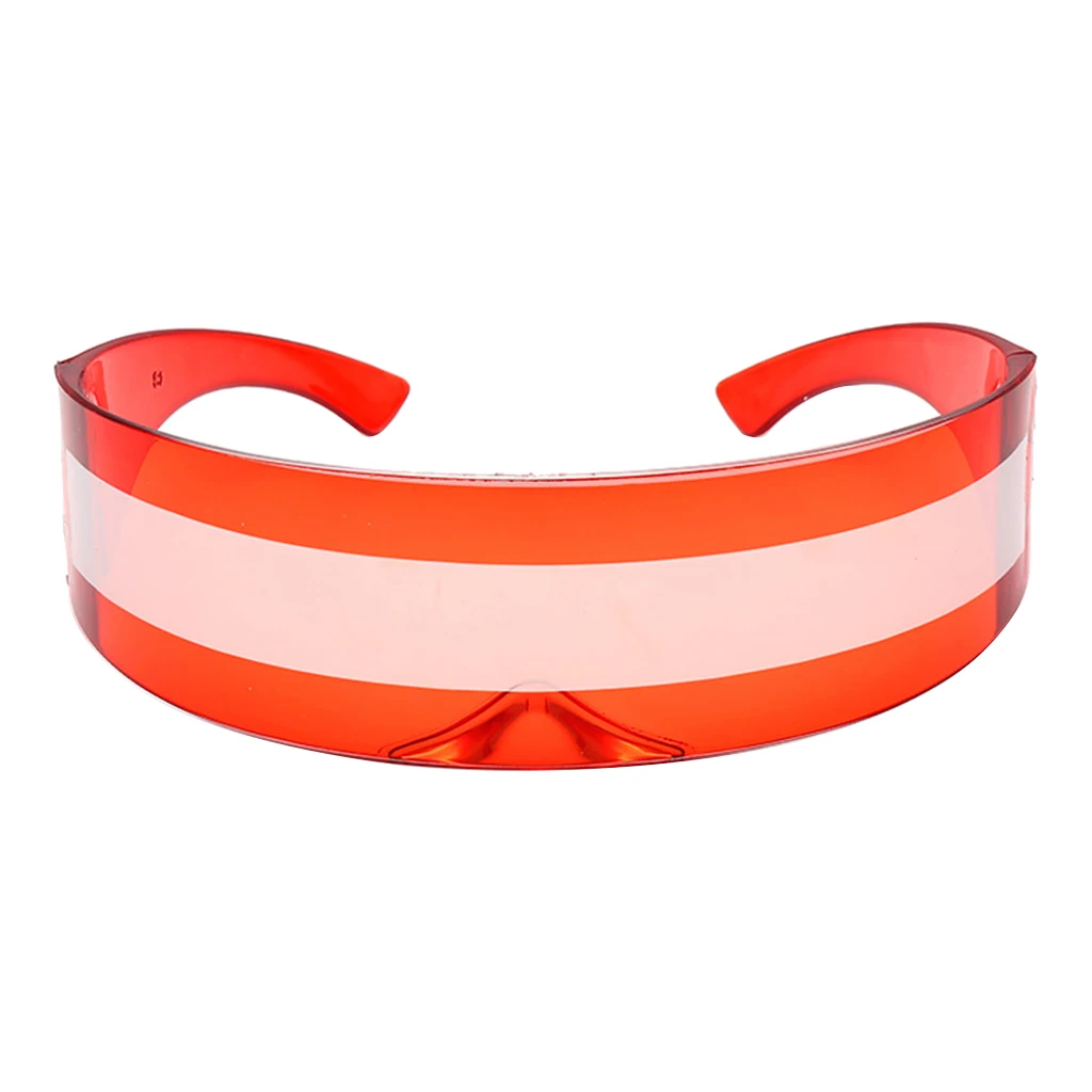 Futuristic Narrow Cyclops Sunglasses Robot Space Costume Glasses Futuristic Color Mirrored Lens Eyewear