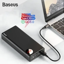 Baseus power Bank 20000 мАч PD Быстрая зарядка usb type C Быстрая зарядка 3,0 внешний аккумулятор для автомобиля Xiaomi iPhone samsung