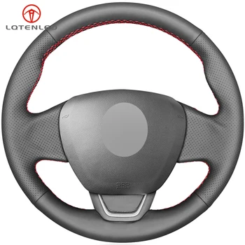 

LQTENLEO Black Artificial Leather DIY Hand-stitched Car Steering Wheel Cover For Renault Kaptur 2016-2019 Captur 2016-2019