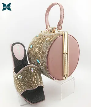 

italian design Shoe With Matching Bag For Party With Wedding Shoes And Bag Set High Quality Women Pumps pink color PU leather