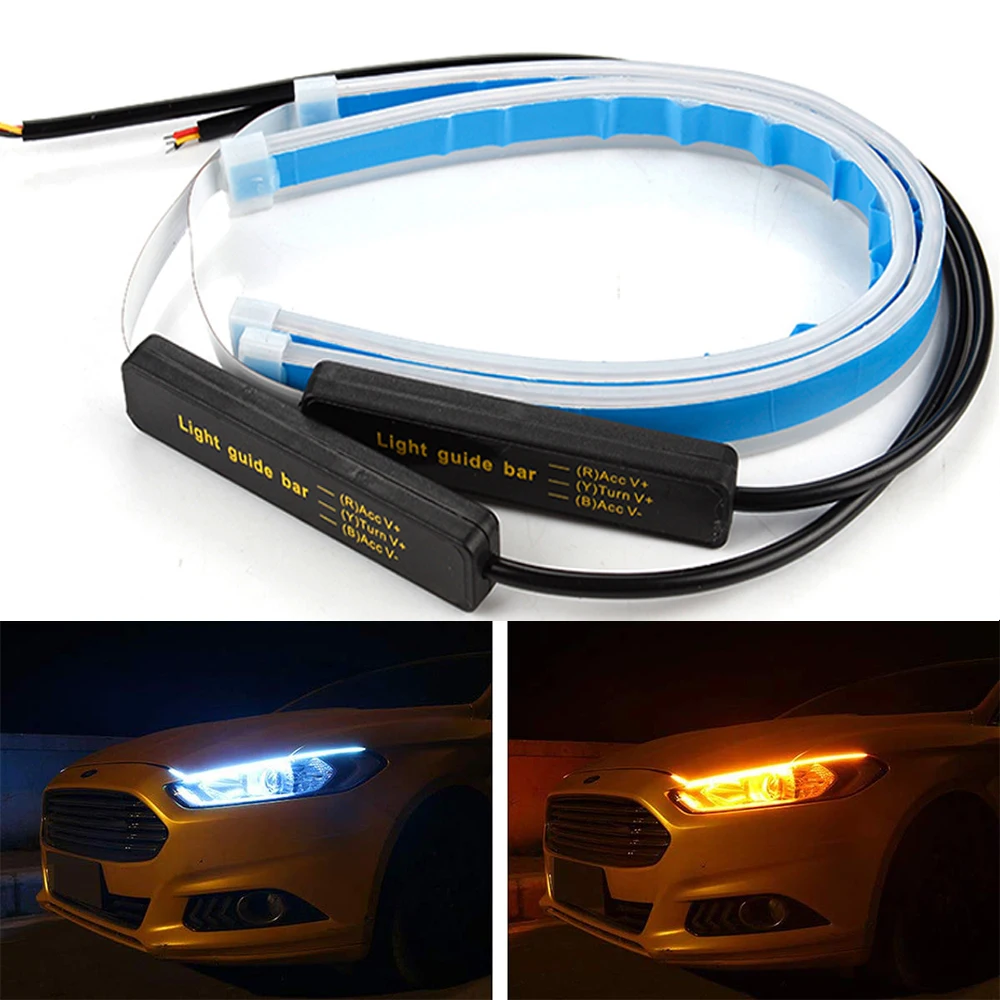 

PAIEIMAI 2pcs Cars DRL led daytime running lights Flexible Soft Tube Guide Car LED Strip Light Waterproof Turn Signal Lamp