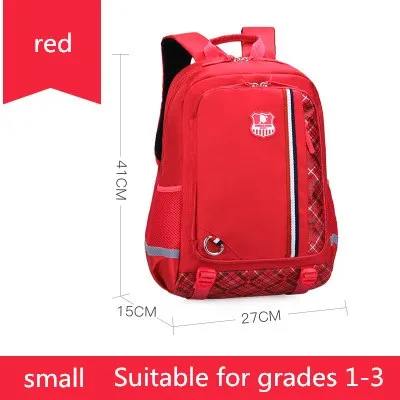 red small Детские школьные сумки для мальчиков и девочек для начальной школы, легкая сумка для книг, водонепроницаемая светоотражающая лента - Цвет: red small