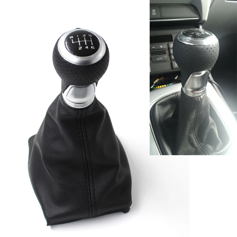 SFONIA Car Gear Shift Knob Shifter Lever Dust Cover A4 S4 B8 8K/ A5 8T Q5 8R S-Line 5 Speed 2007-2015