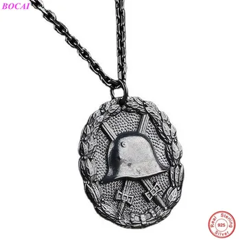 

BOCAI S925 sterling silver pendant war wound honor nostalgia Medal Thai silver pendant for men 2020 new 925 pure silver pendant