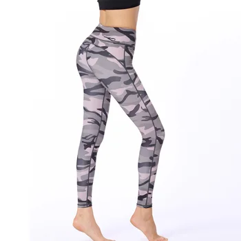

Fitness Jeggings Women Polyester Stretchy Standard Fold Pants Elasticity Slim Push Up Female Camouflage Colors Legging