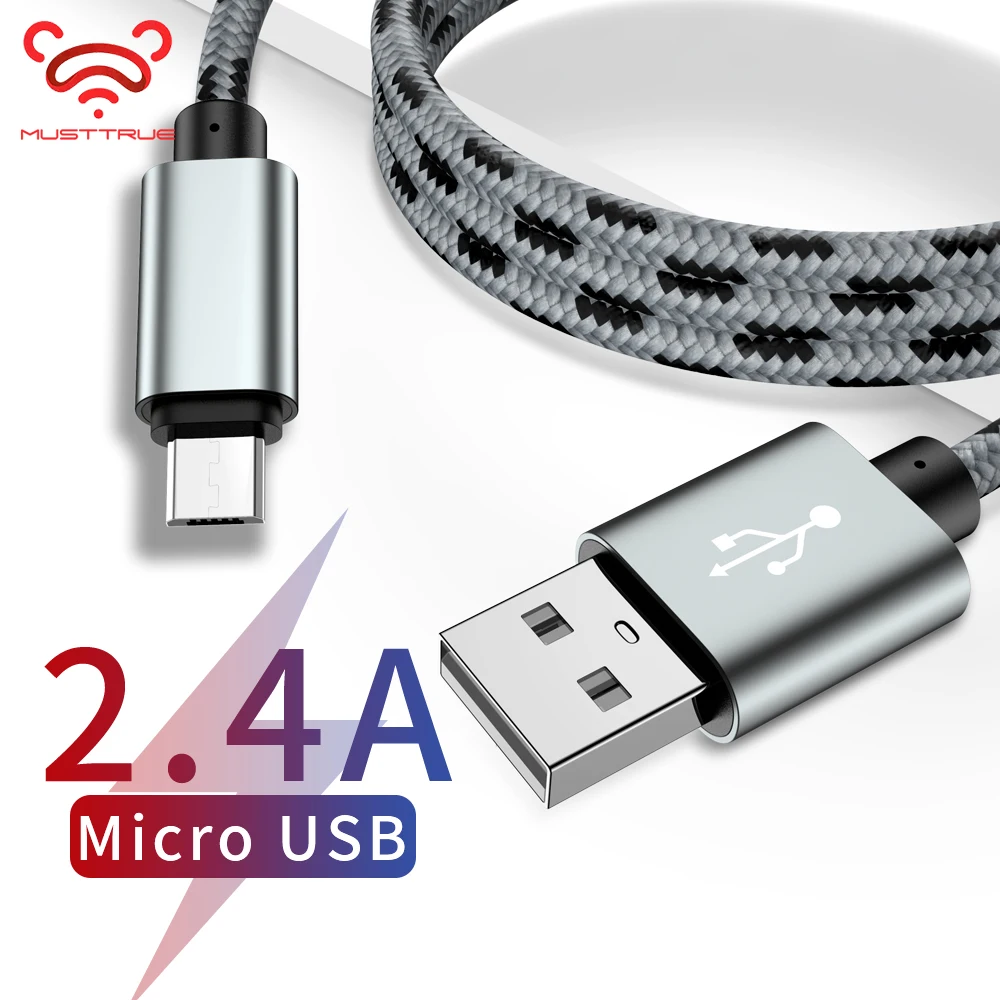 

MUSTTRUE 2.4A Micro USB Cable Fast Charge USB Data Cable Nylon Sync Cord for Samsung Xiaomi Redmi Huawei Android Micro usb Cable